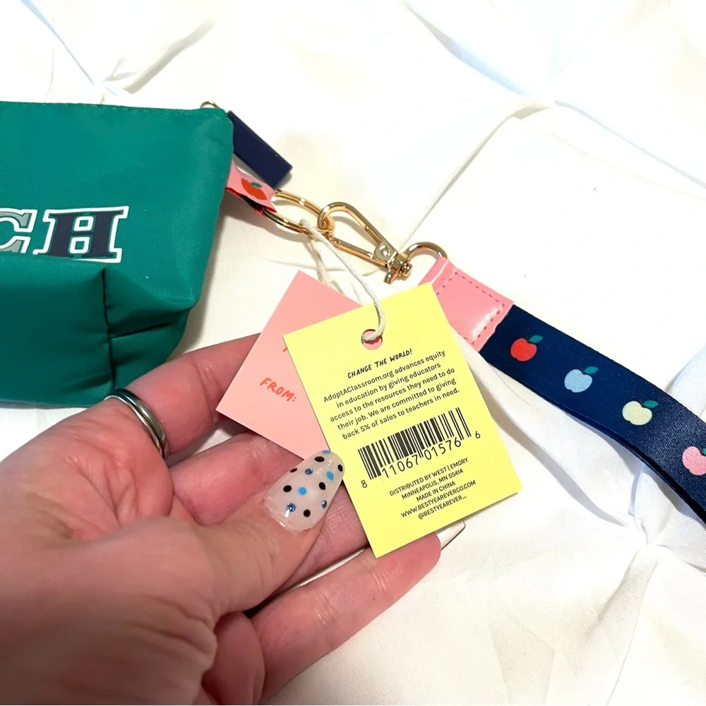 Best Year Ever Teach Zipper Pouch and Wristlet Lanyard, New With Tags